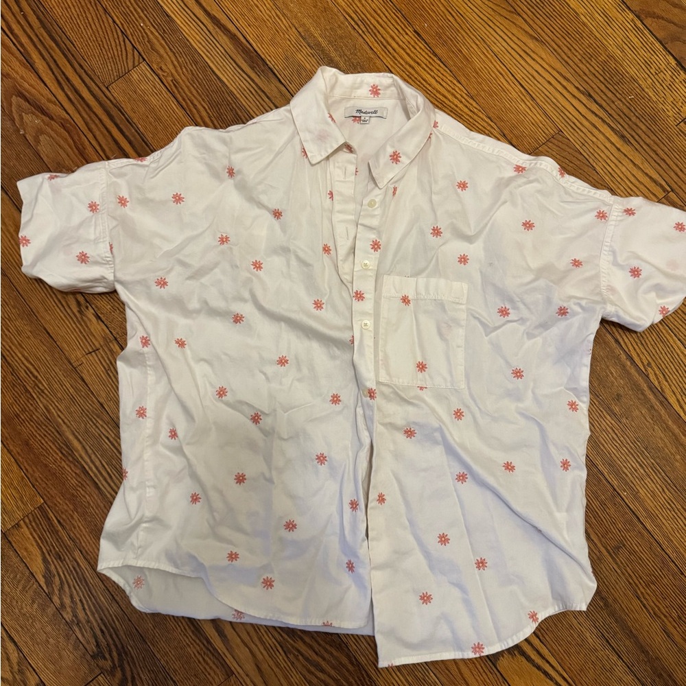 Madewell Embroidered Flower Button Down Shirt